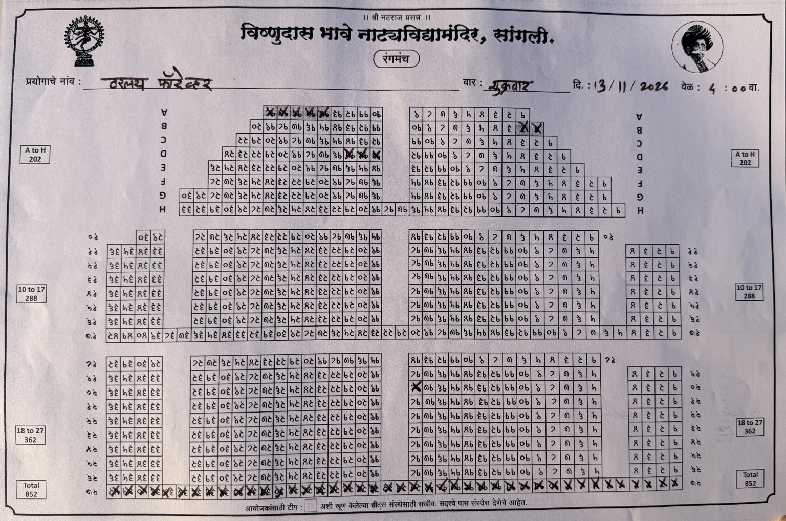 ठरलंय Forever सांगली शोचा सीटिंग चार्ट